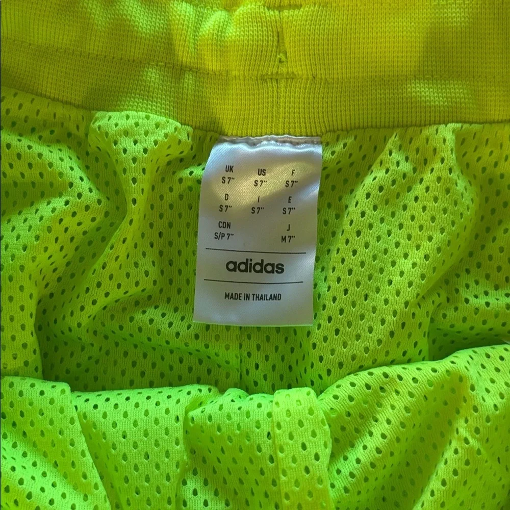 Adidas Bright Yellow Mesh Basketball Shorts. Size small, 7”